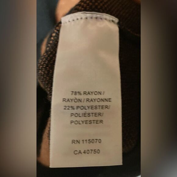 NWT Nina Leonard Long Sleeve Black/Cognac Swirl Pattern Dress, size Medium - Picture 5 of 6